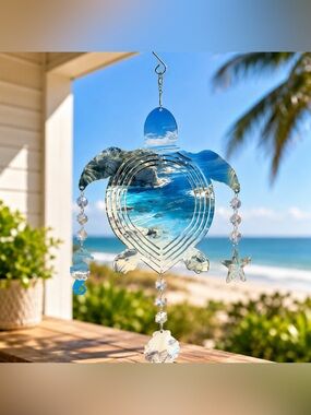 Sea Turtle Wind Spinner | Coastal Ocean Hanging Decor